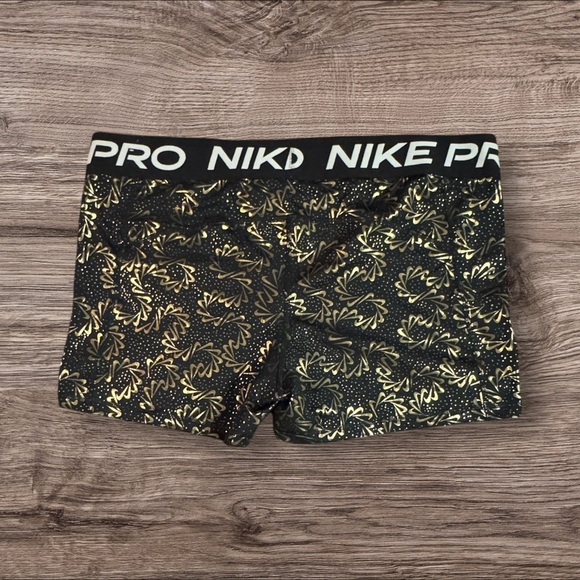 NWOT - Nike Women's Athletic Shorts in Black and Gold - Picture 2 of 5